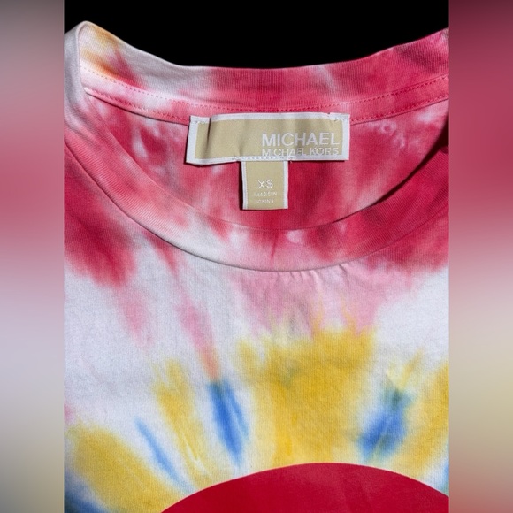 Michael Kors Red and Yellow Tie-Dye Shirt - Picture 2 of 11